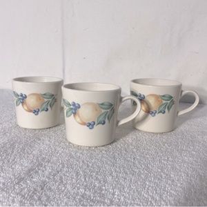 Vintage Corningware Abundance Fruit Pattern Coffee Cups x3